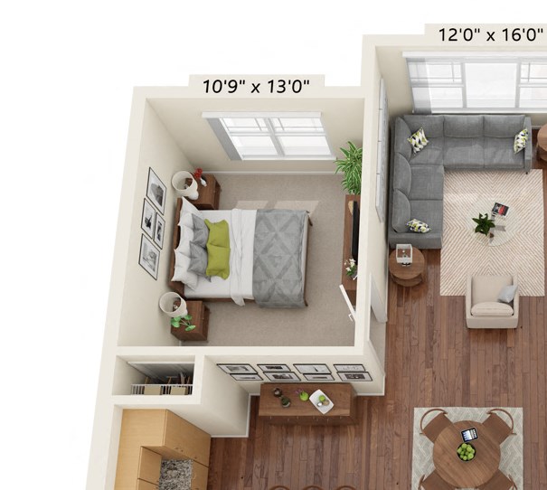 Preserve at Peachtree Shoals_3D_2 Bedroom Floor Plan